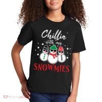 Christmas Chillin With My Snowmies Cool Snowman Kids T-Shirt thumb 2