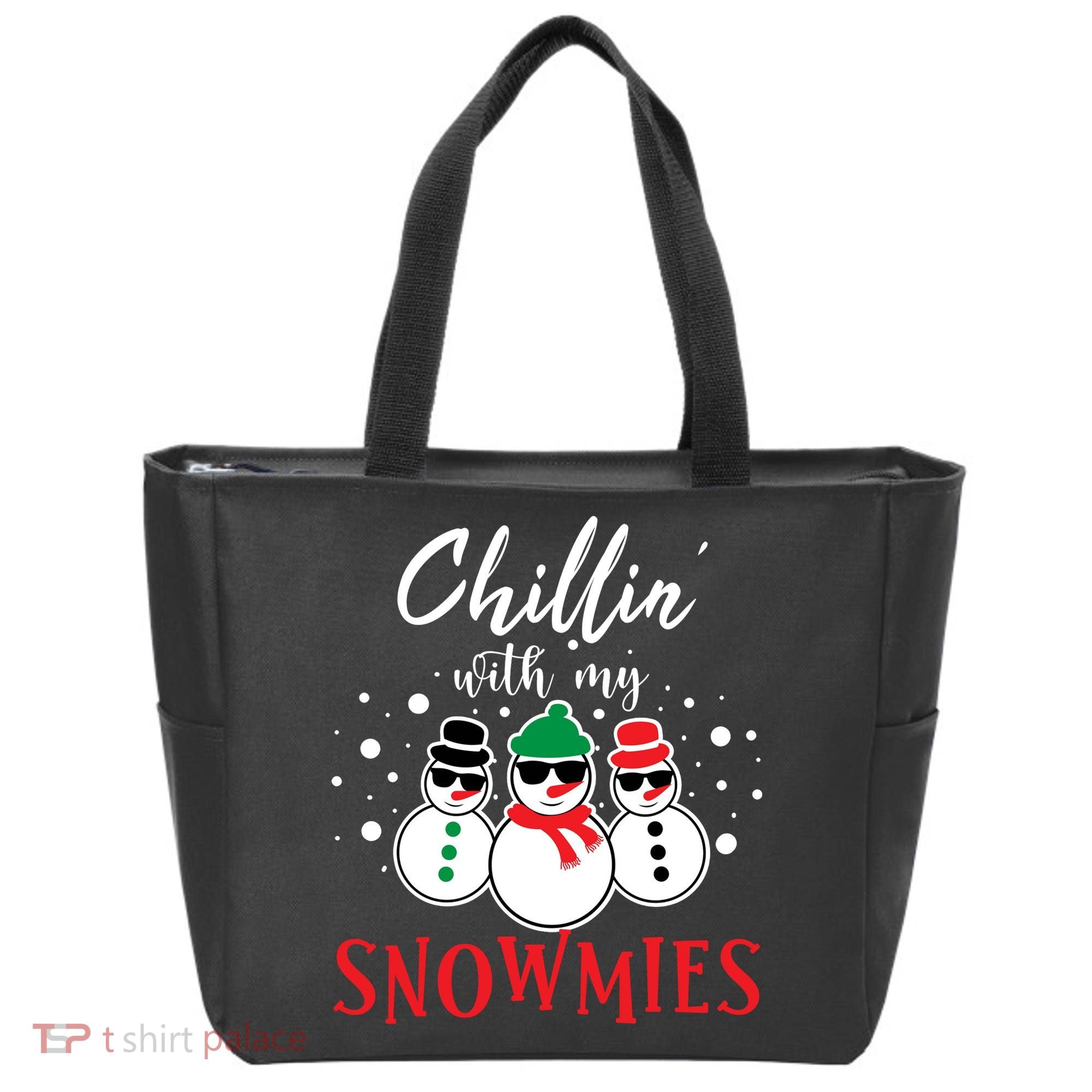 Christmas Chillin With My Snowmies Cool Snowman Tote Bag
