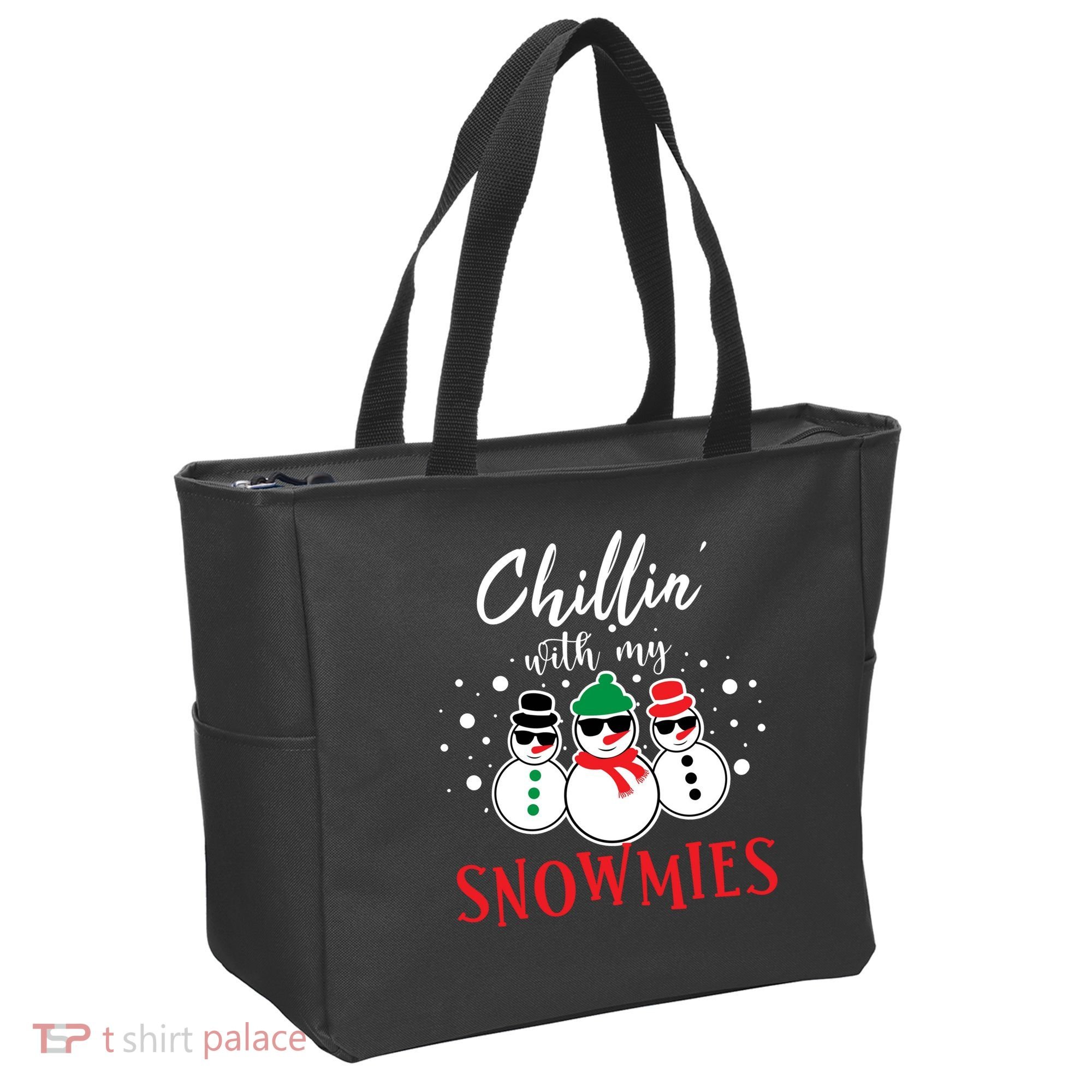 Christmas Chillin With My Snowmies Cool Snowman Tote Bag