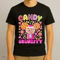 Candy Costume Women Candy Crew Funny Candy Security T-Shirt thumb 3