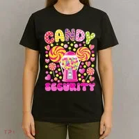 Candy Costume Women Candy Crew Funny Candy Security T-Shirt thumb 4