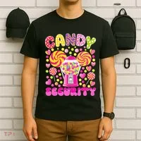 Candy Costume Women Candy Crew Funny Candy Security T-Shirt thumb 6