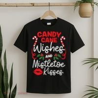 Candy Cane Wishes And Mistletoe Kisses Christmas Costume T-Shirt thumb 2