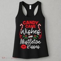 Candy Cane Wishes And Mistletoe Kisses Christmas Costume Women's Tank Top thumb 3