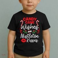 Candy Cane Wishes And Mistletoe Kisses Christmas Costume Toddler T-Shirt thumb 2
