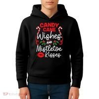 Candy Cane Wishes And Mistletoe Kisses Christmas Costume Kids Hoodie thumb 4
