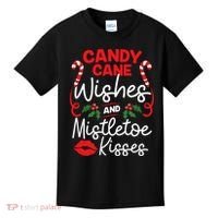 Candy Cane Wishes And Mistletoe Kisses Christmas Costume Kids T-Shirt thumb 0