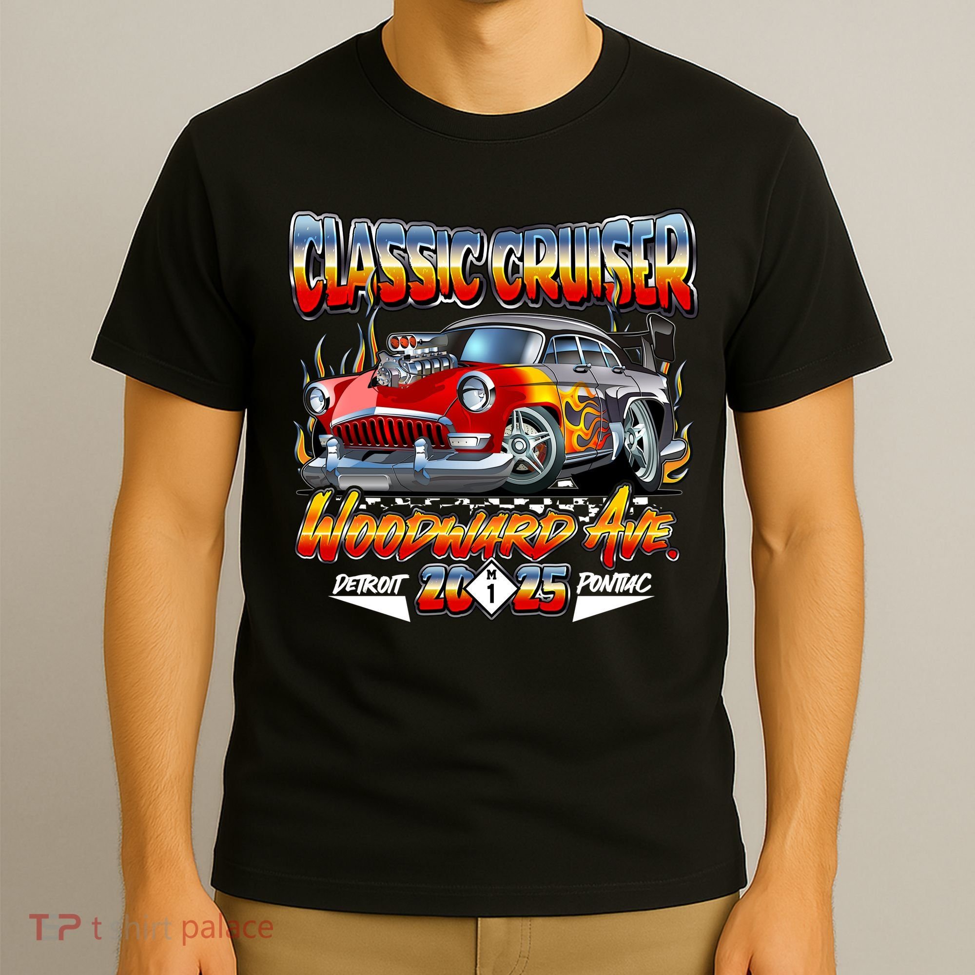 Classic Cruiser Woodward Ave Detroit To Pontiac 2025 T-Shirt