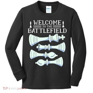 Cool Chess Welcome To The Battlefield Kids Long Sleeve Shirt