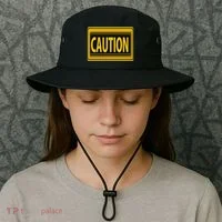 Caution Caution Warning Watch Out Proceed With Care Bucket Hat thumb 3