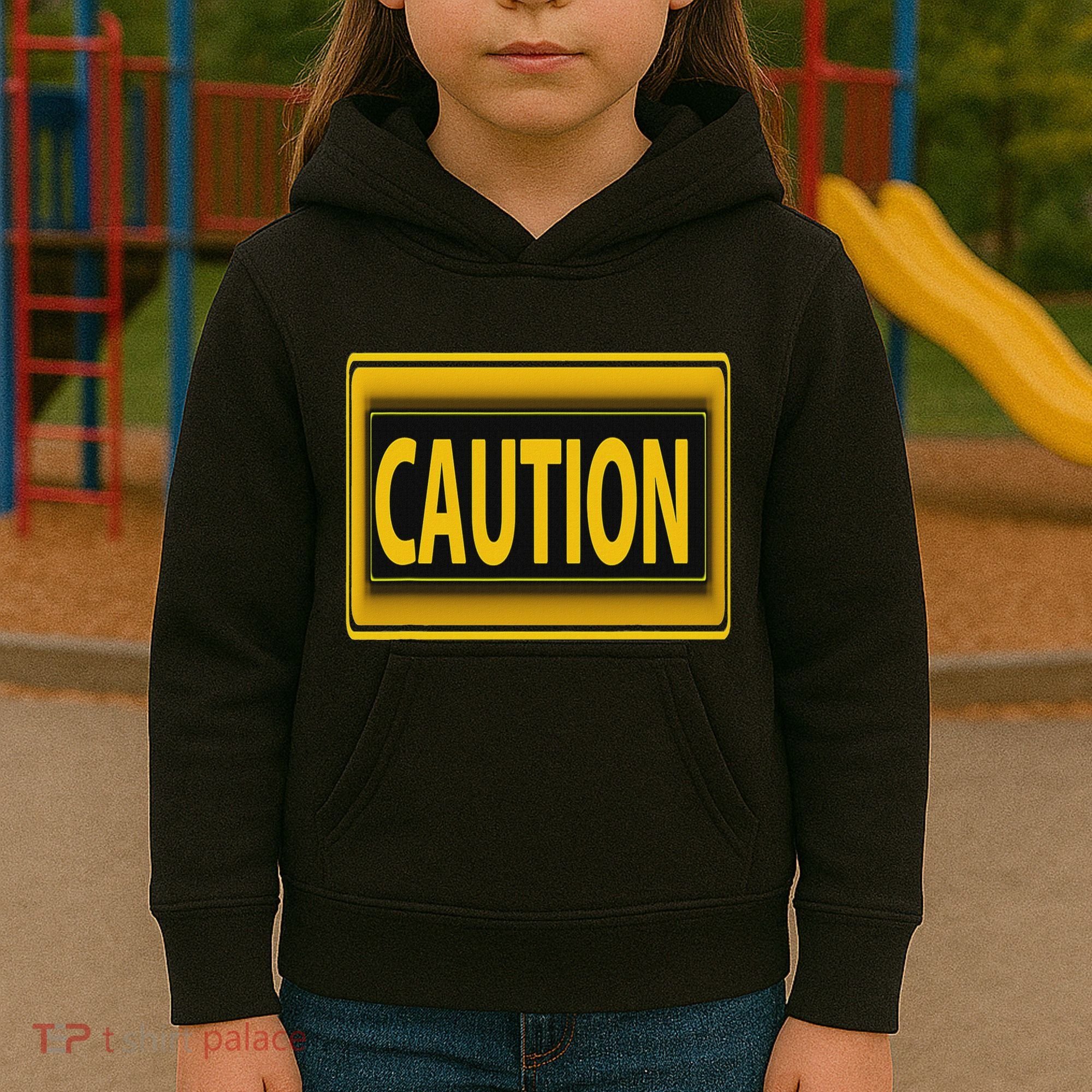 Caution Caution Warning Watch Out Proceed With Care Kids Hoodie