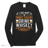 Cuban Cigar Whiskey Scotch Drinker Long Sleeve Shirt thumb 0