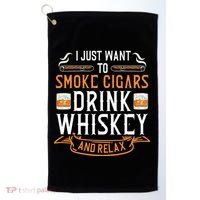 Cuban Cigar Whiskey Scotch Drinker Golf Towel thumb 0