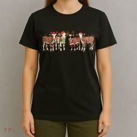Christmas Cow Western Xmas Lights Holiday Pajamas Cow Lover T-Shirt thumb 4