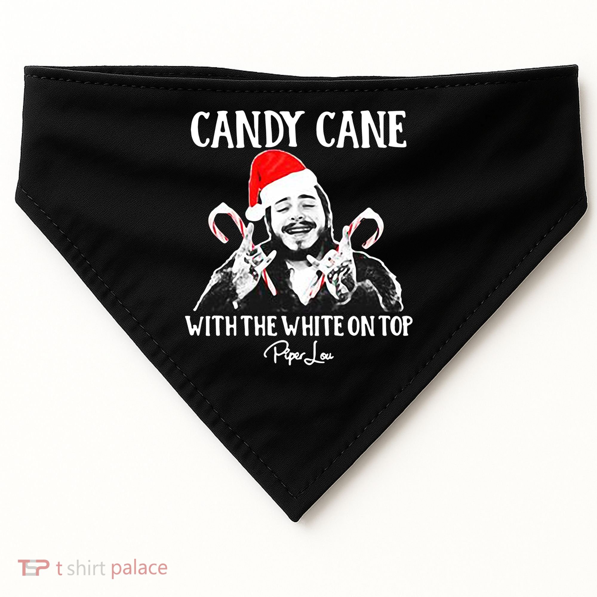Candy Cane With The White On Top Christmas USA-Made Doggie Bandana