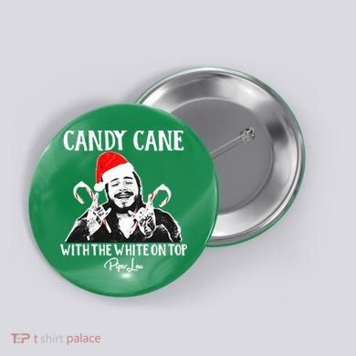 Candy Cane With The White On Top Christmas Button