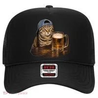 Cool Cat with Beer and Cap Fun Graphic Hat thumb 0