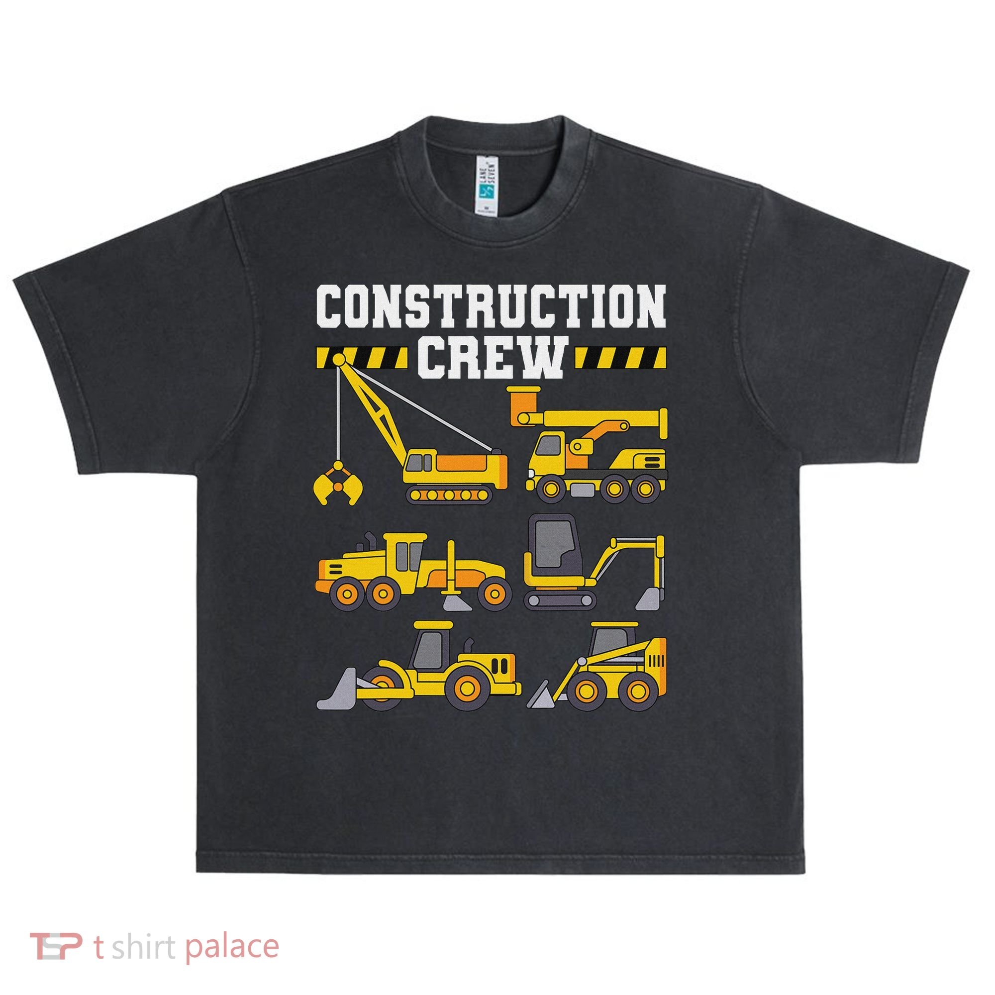 Construction Crew Worker Excavator Urban Oversized Heavyweight T-Shirt