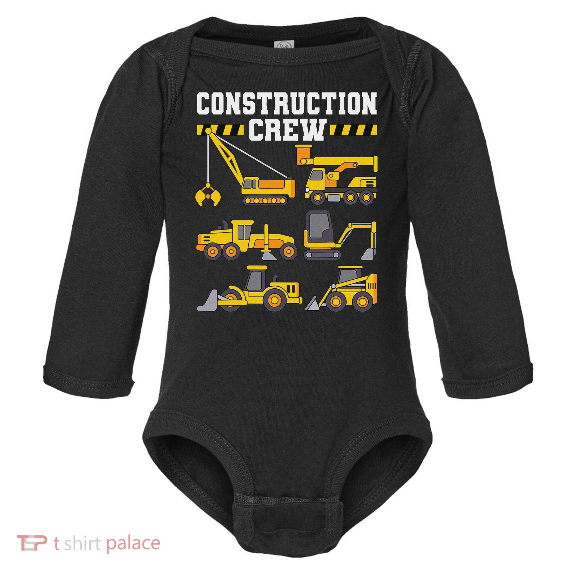 Construction Crew Worker Excavator Baby Long Sleeve Bodysuit