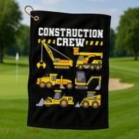 Construction Crew Worker Excavator Golf Towel thumb 1