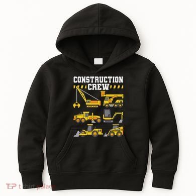 Construction Crew Worker Excavator Kids Hoodie