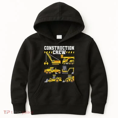Construction Crew Worker Excavator Kids Hoodie