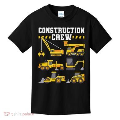 Construction Crew Worker Excavator Kids T-Shirt
