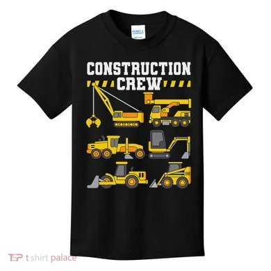 Construction Crew Worker Excavator Kids T-Shirt