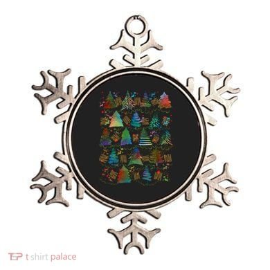 Colorful Christmas Watercolor Tree Pattern Ornament