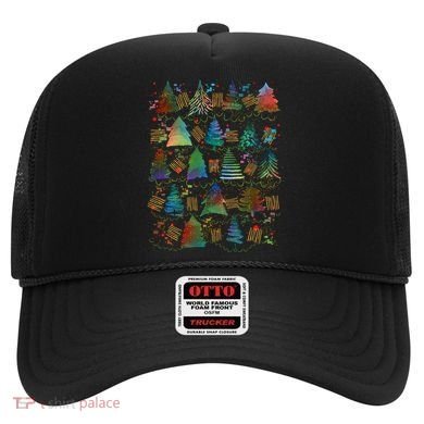 Colorful Christmas Watercolor Tree Pattern Hat