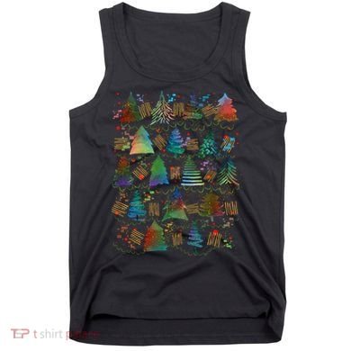 Colorful Christmas Watercolor Tree Pattern Tank Top