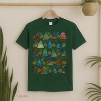Colorful Christmas Watercolor Tree Pattern T-Shirt thumb 2