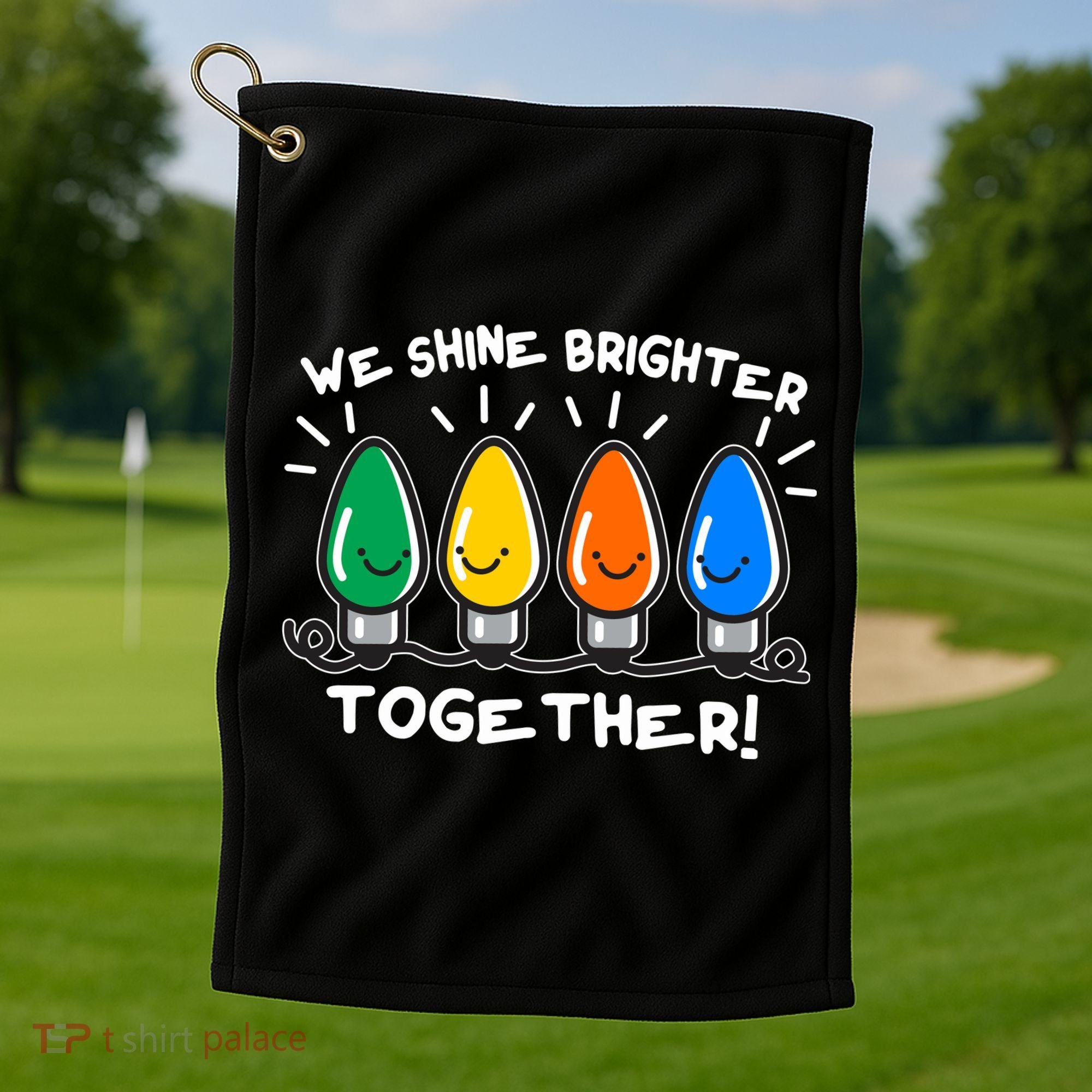 Cute Christmas We Shine Brighter Together Golf Towel
