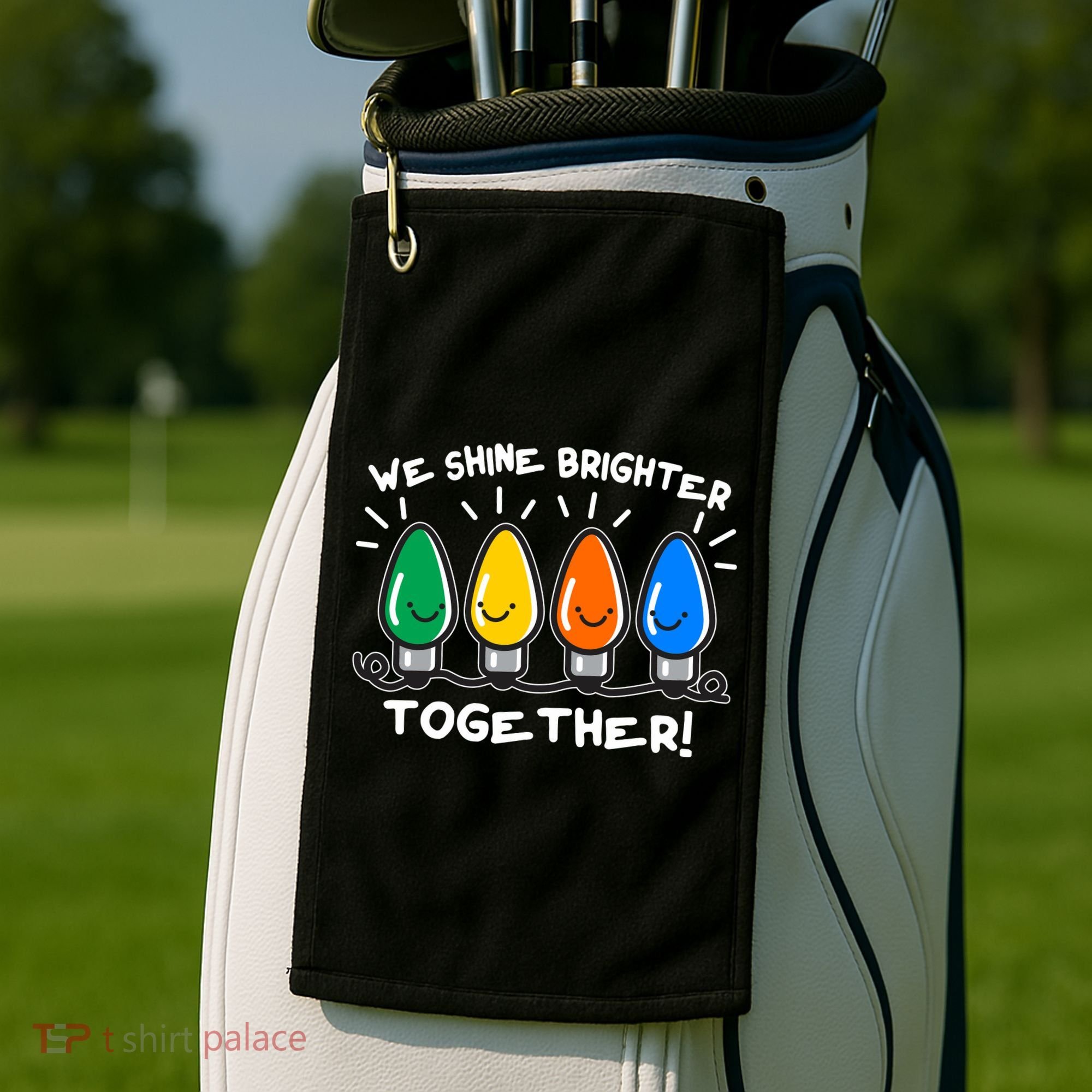 Cute Christmas We Shine Brighter Together Golf Towel