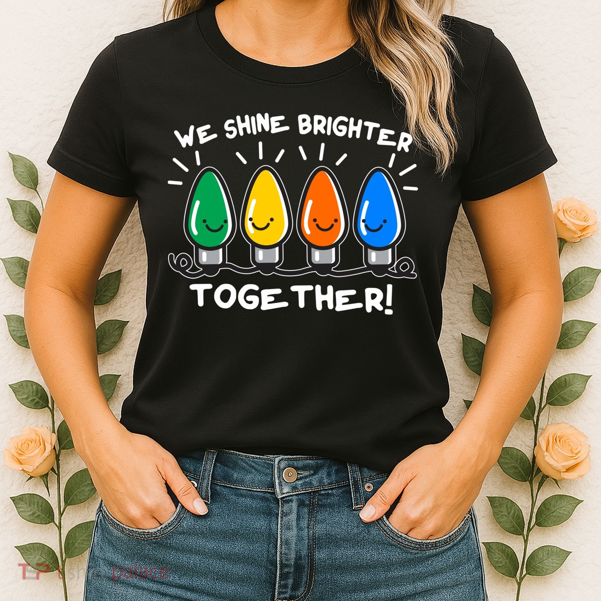 Cute Christmas We Shine Brighter Together Women's T-Shirt