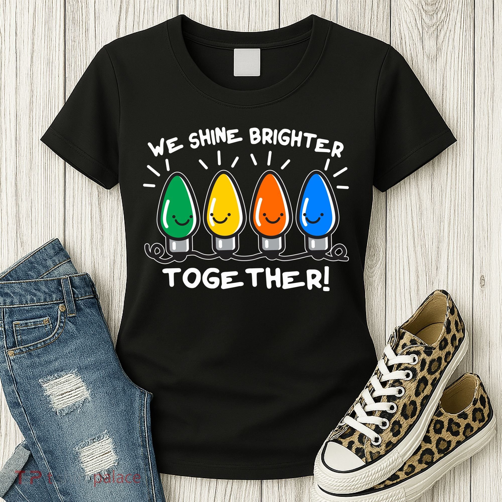 Cute Christmas We Shine Brighter Together Women's T-Shirt