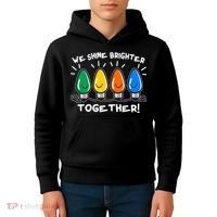 Cute Christmas We Shine Brighter Together Kids Hoodie thumb 4