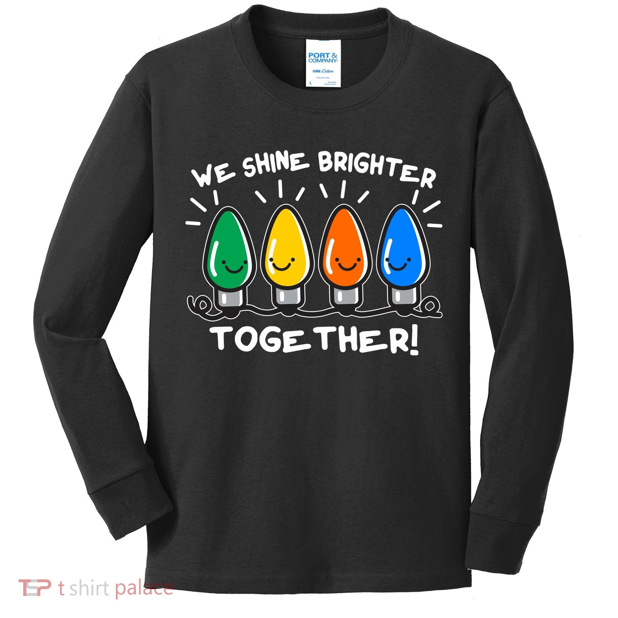 Cute Christmas We Shine Brighter Together Kids Long Sleeve Shirt