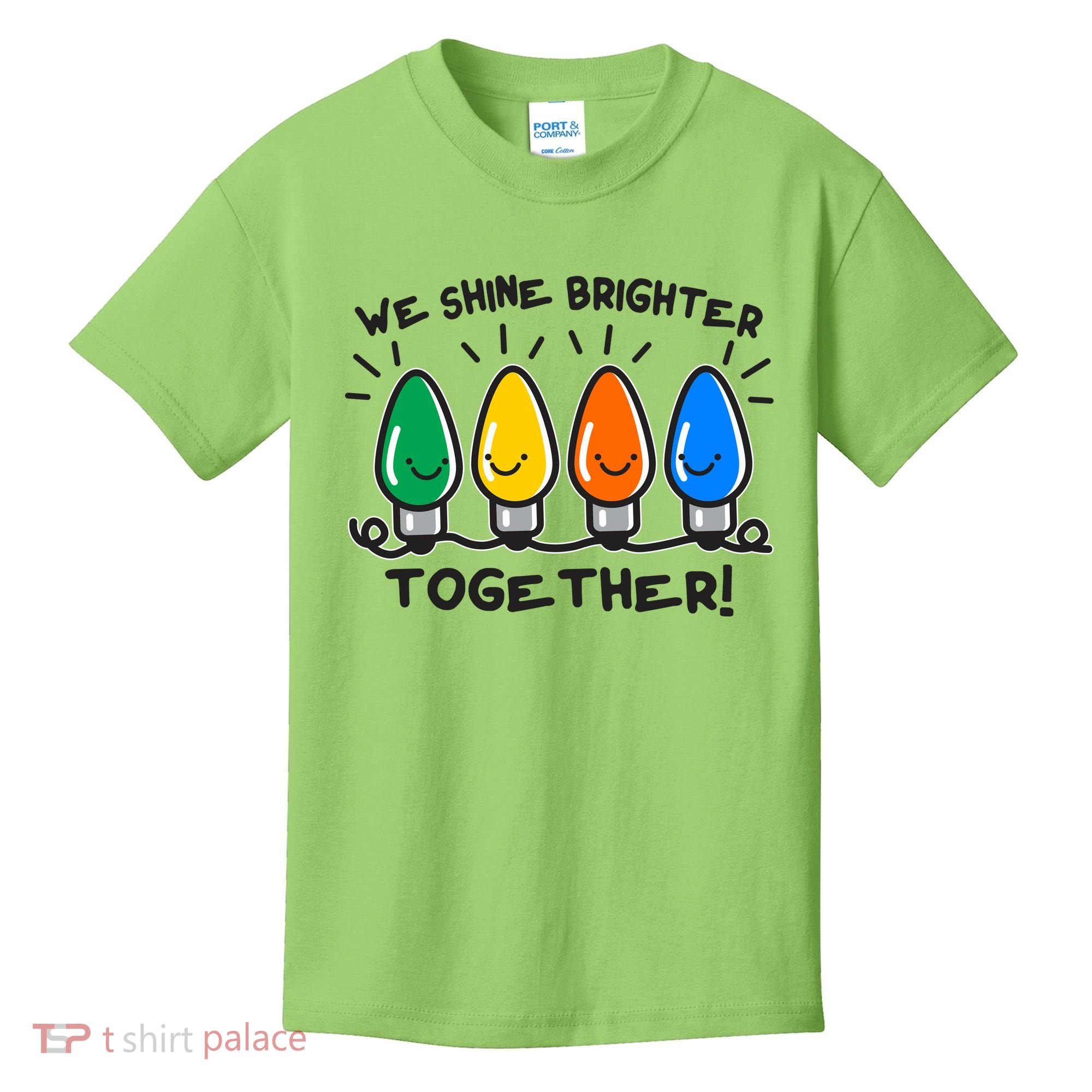 Cute Christmas We Shine Brighter Together Kids T-Shirt