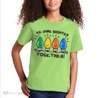 Cute Christmas We Shine Brighter Together Kids T-Shirt thumb 2