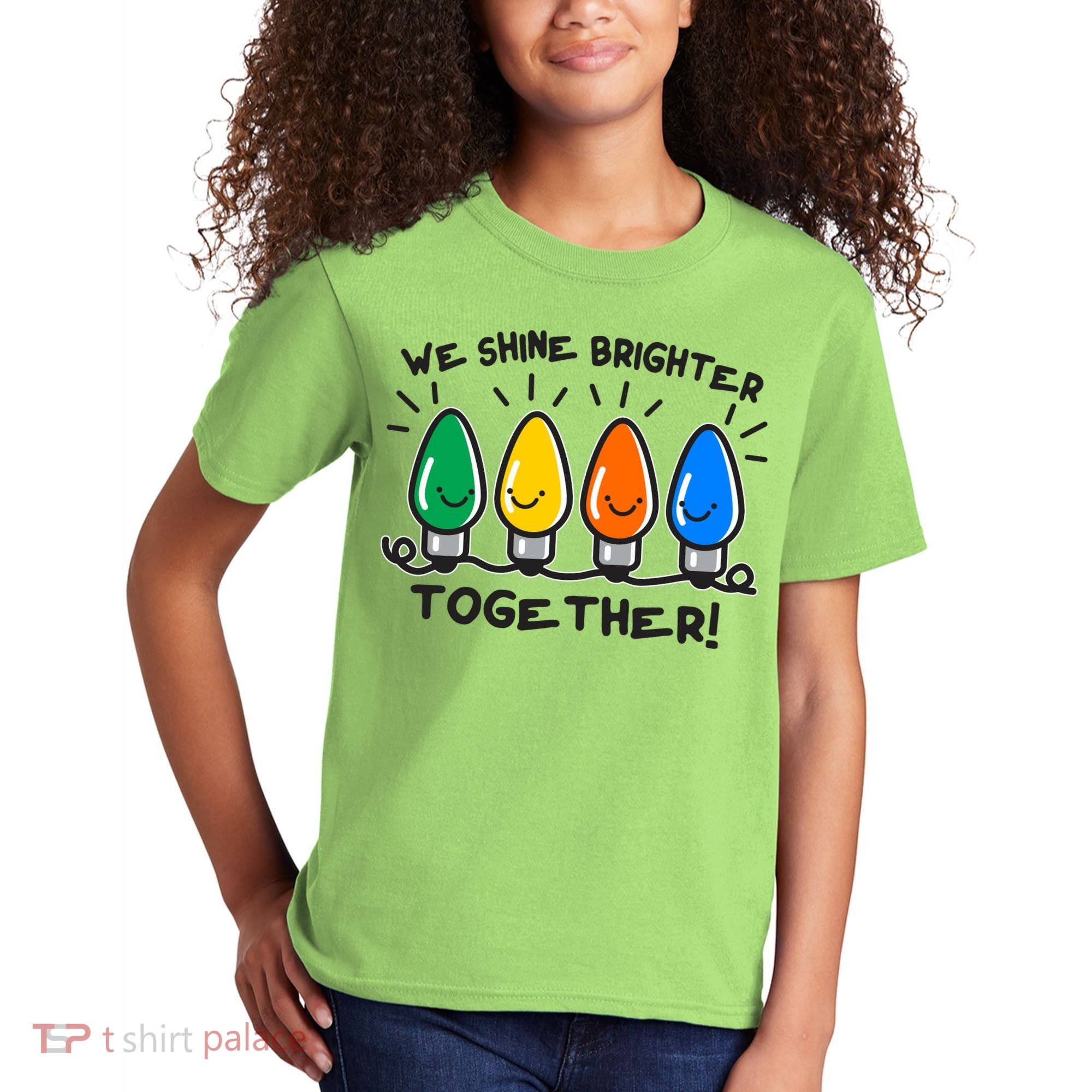 Cute Christmas We Shine Brighter Together Kids T-Shirt