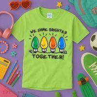 Cute Christmas We Shine Brighter Together Kids T-Shirt thumb 3