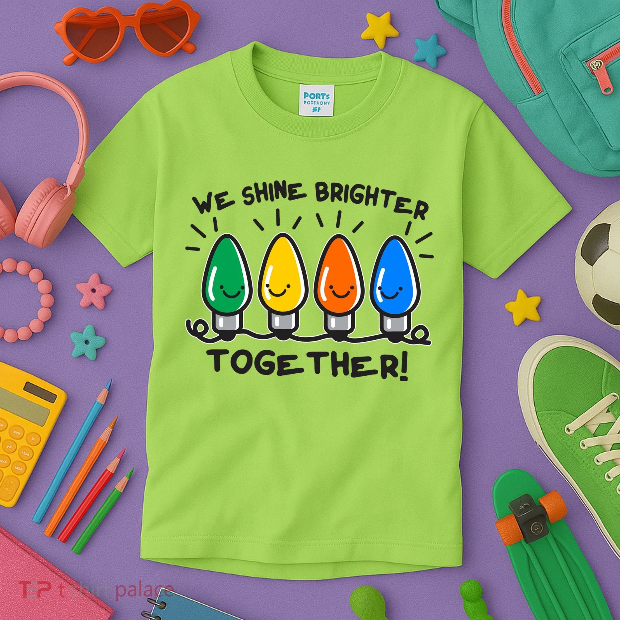 Cute Christmas We Shine Brighter Together Kids T-Shirt