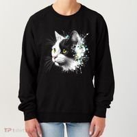 Cute Cat With Cool Eyes And Paint Splash Funny Gift Women's Sweatshirt thumb 0