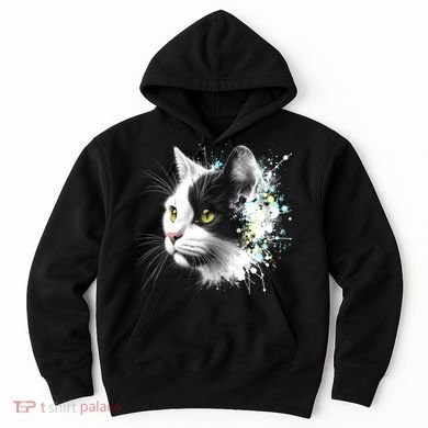 Cute Cat With Cool Eyes And Paint Splash Funny Gift Hoodie