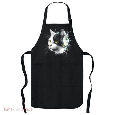 Cute Cat With Cool Eyes And Paint Splash Funny Gift Apron
