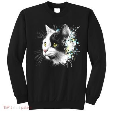Cute Cat With Cool Eyes And Paint Splash Funny Gift Sweatshirt