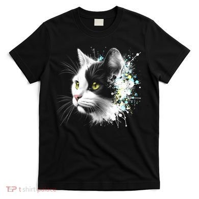 Cute Cat With Cool Eyes And Paint Splash Funny Gift T-Shirt