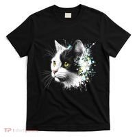 Cute Cat With Cool Eyes And Paint Splash Funny Gift T-Shirt thumb 0
