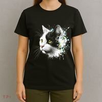 Cute Cat With Cool Eyes And Paint Splash Funny Gift T-Shirt thumb 4